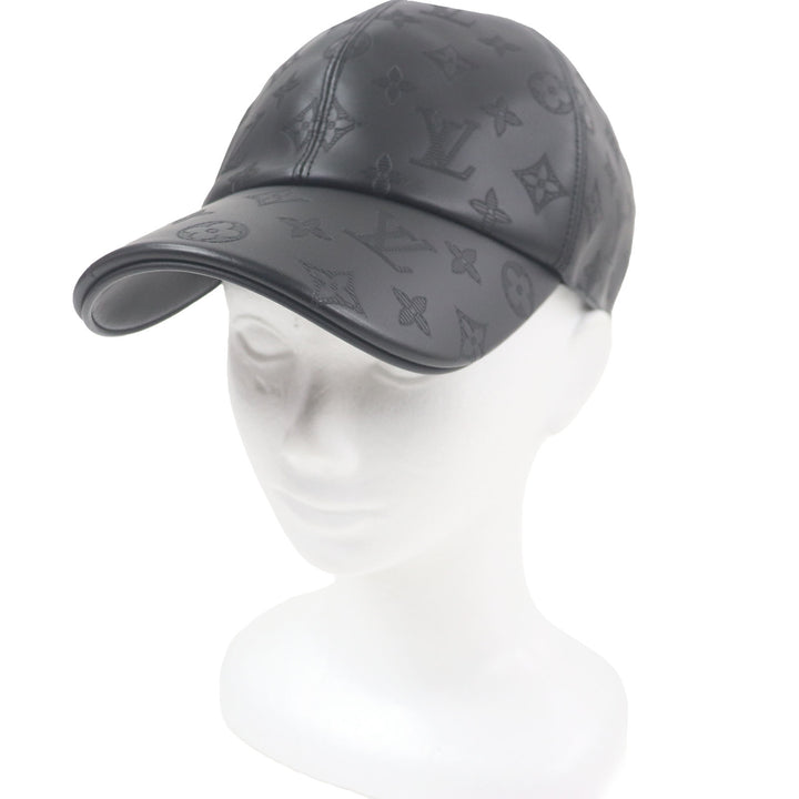 美品□LOUIS VUITTON ルイヴィトン 2021年製 M76985 キャップ・モノグラム シャドー オールレザー ベースボールキャップ 62 正規品