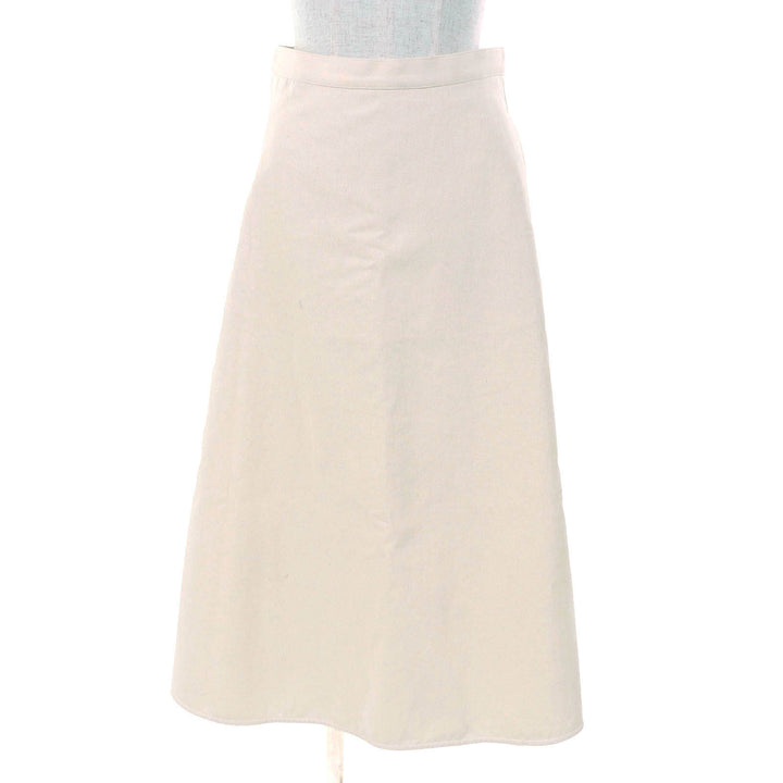 極美品△MONCLER モンクレール 23SS I10932D00016 SKIRT コットン100％ ロゴ バックジップ ロング フレアスカート アイボリー 38 正規品