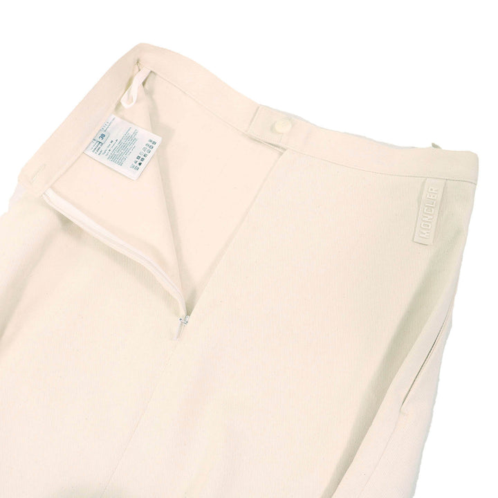 極美品△MONCLER モンクレール 23SS I10932D00016 SKIRT コットン100％ ロゴ バックジップ ロング フレアスカート アイボリー 38 正規品