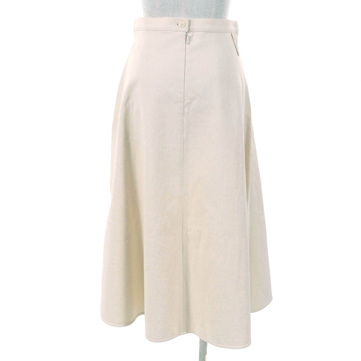 極美品△MONCLER モンクレール 23SS I10932D00016 SKIRT コットン100％ ロゴ バックジップ ロング フレアスカート アイボリー 38 正規品