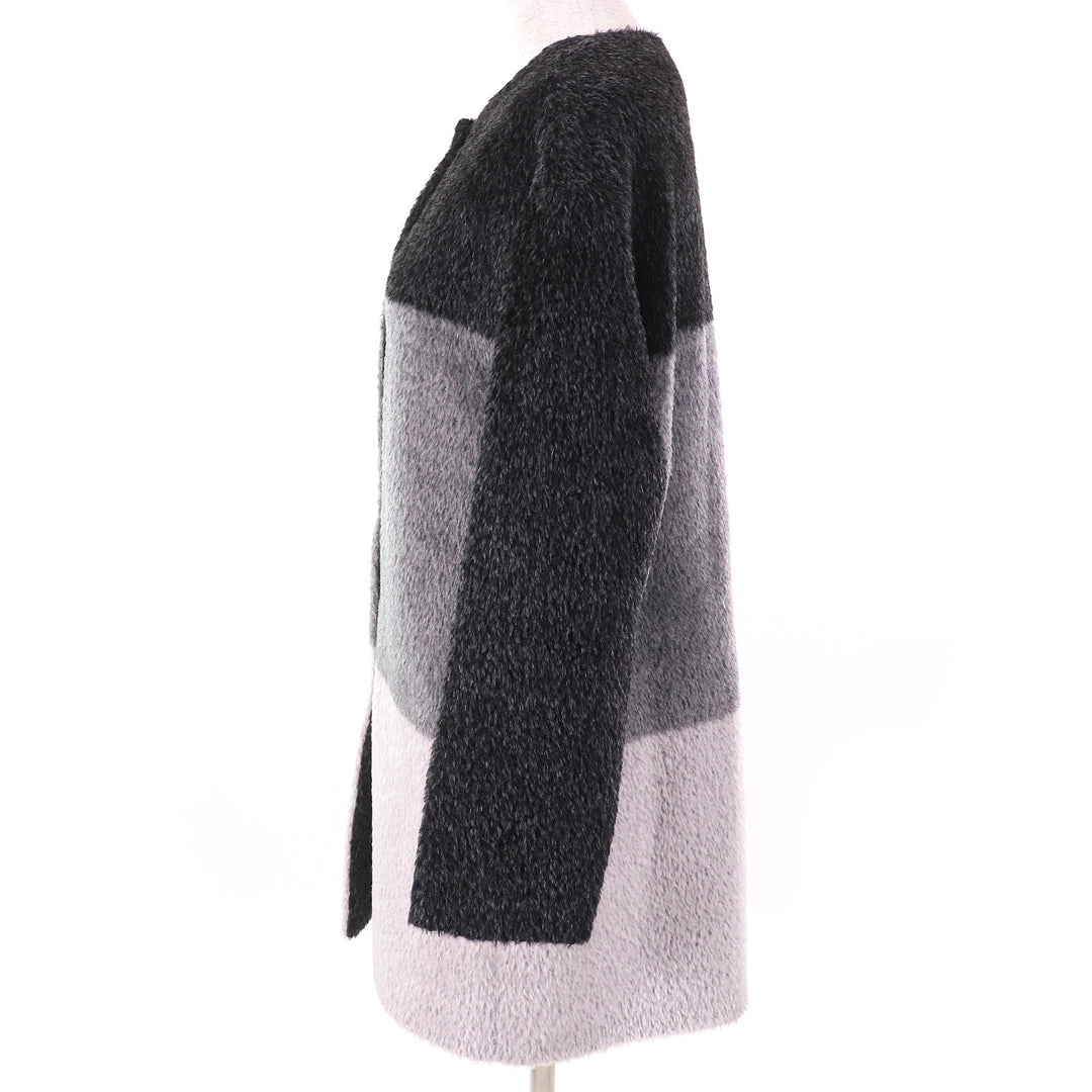 極美品△MaxMara STUDIO マックスマーラ ステュディオ 608606730 アルパカ ウール ノーカラー コート グレー系 38 伊製 正規品 レディース