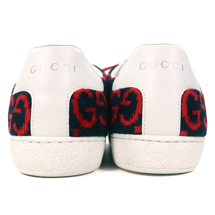 美品△GUCCI グッチ 431910 テリークロス GG柄 パイル地 レザー使い ローカットスニーカー ブラック レッド ホワイト 36.5 イタリア製