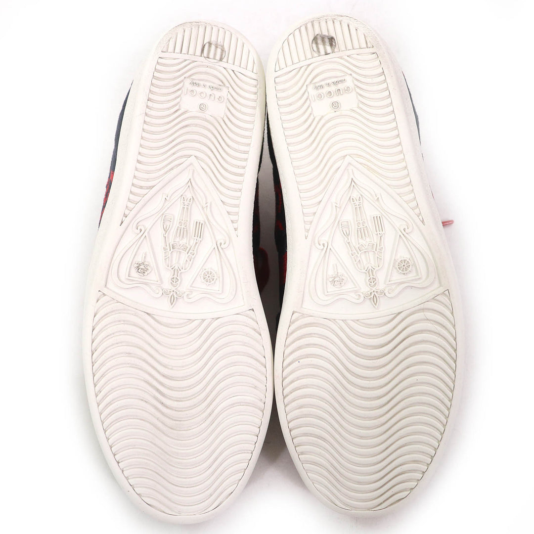 美品△GUCCI グッチ 431910 テリークロス GG柄 パイル地 レザー使い ローカットスニーカー ブラック レッド ホワイト 36.5 イタリア製
