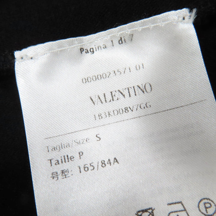 極美品☆VALENTINO ヴァレンティノ 22AW Vロゴデザイン 半袖 ニットドレス ワンピース ブラック S イタリア製 正規品 レディース
