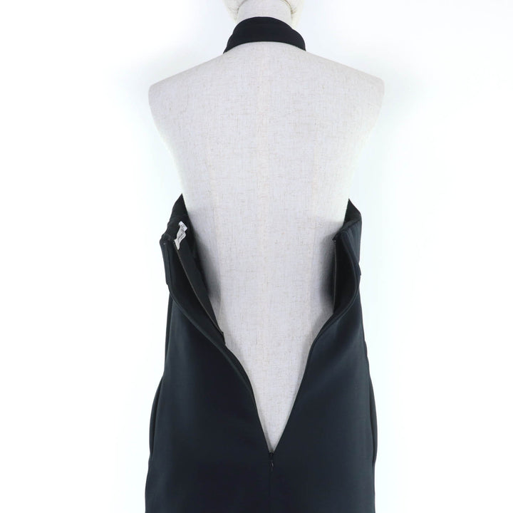 美品☆Christian Dior クリスチャンディオール 22SS 221R39A1166 シルクブレンドホルターネック ミニドレス ワンピース 黒 40 正規品