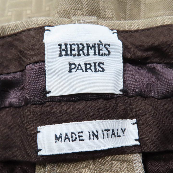 美品☆HERMES エルメス 22SS 2H0405DP Hデザイン モザイクジャカード パイピング ショートパンツ ブラウン系 36 イタリア製 レディース