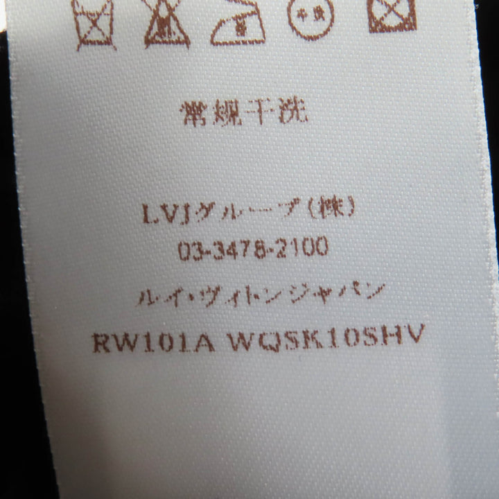 美品☆LOUIS VUITTON ルイヴィトン コットン シルク アイレットレースフラワーデザイン LV金ボタン スカート ブラック 36 伊製 正規品
