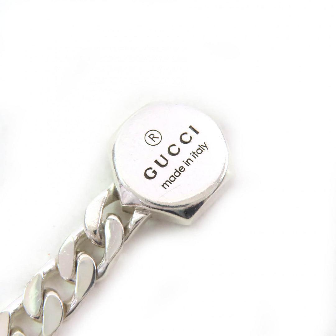 美品△GUCCI グッチ 779173 トレードマーク ブレスレット AG925 ロゴ バングル アクセサリー シルバー 16 伊製 重量19.6g レディース