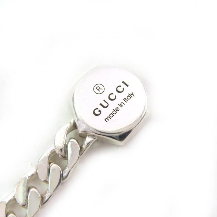 美品△GUCCI グッチ 779173 トレードマーク ブレスレット AG925 ロゴ バングル アクセサリー シルバー 16 伊製 重量19.6g レディース