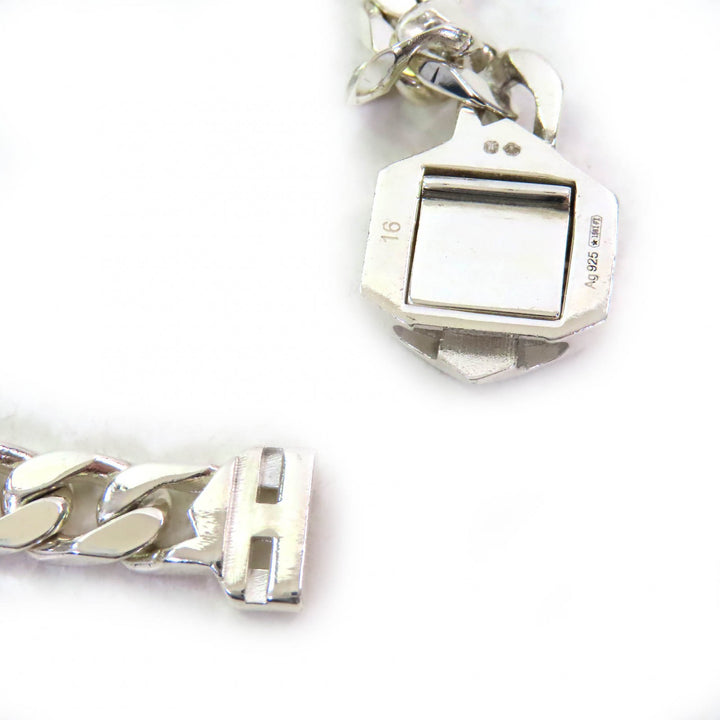美品△GUCCI グッチ 779173 トレードマーク ブレスレット AG925 ロゴ バングル アクセサリー シルバー 16 伊製 重量19.6g レディース