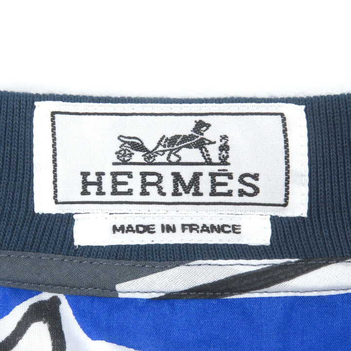極美品□HERMES エルメス 2021年製 ホース 馬 総柄 薄手 ブルゾンジャケット ブルー グレー 43 箱付き フランス製 正規品 メンズ