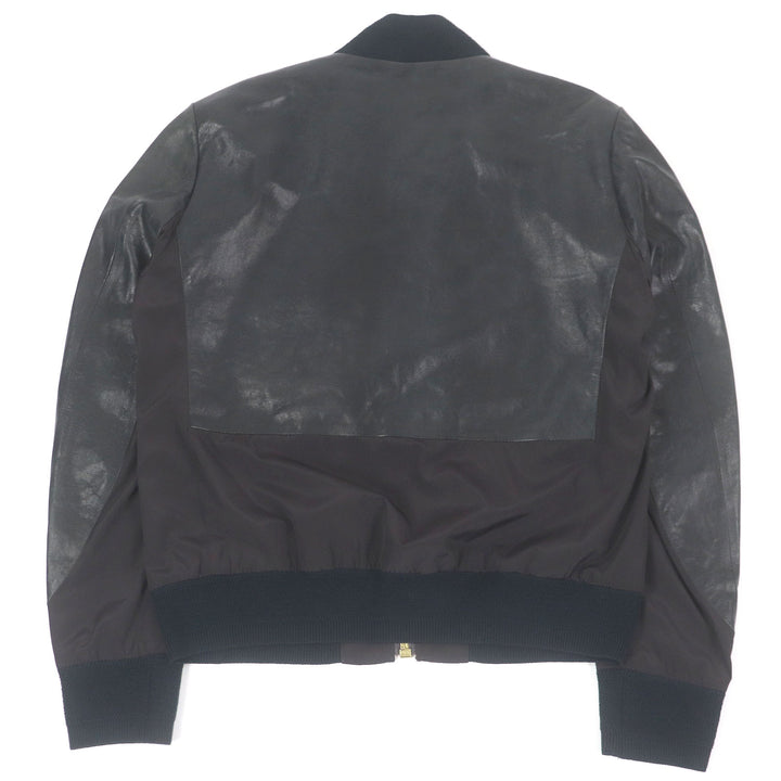 未使用品□Paul Smith ポールスミス 羊革 切替デザイン ブルゾンジャケット レザージャケット ブラック ブラウン M 正規品 メンズ
