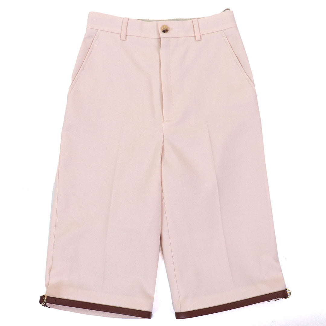 極美品△GUCCI グッチ 22AW 675606 バミューダパンツ モヘア ウール 裾ベルトデザイン ショートパンツ ピンクベージュ 38 正規品 伊製