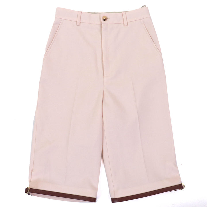 極美品△GUCCI グッチ 22AW 675606 バミューダパンツ モヘア ウール 裾ベルトデザイン ショートパンツ ピンクベージュ 38 正規品 伊製