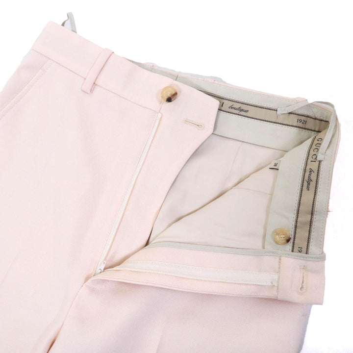 極美品△GUCCI グッチ 22AW 675606 バミューダパンツ モヘア ウール 裾ベルトデザイン ショートパンツ ピンクベージュ 38 正規品 伊製