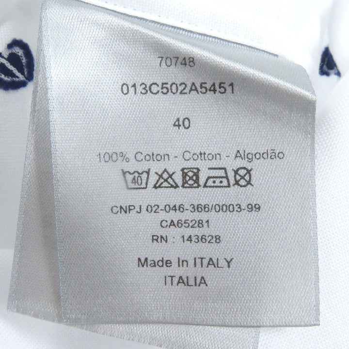 良品□DIOR ディオール オム 013C502A5451 コットン100％ CDロゴ総柄 オックスフォードシャツ 長袖シャツ ホワイト 40 イタリア製 正規品