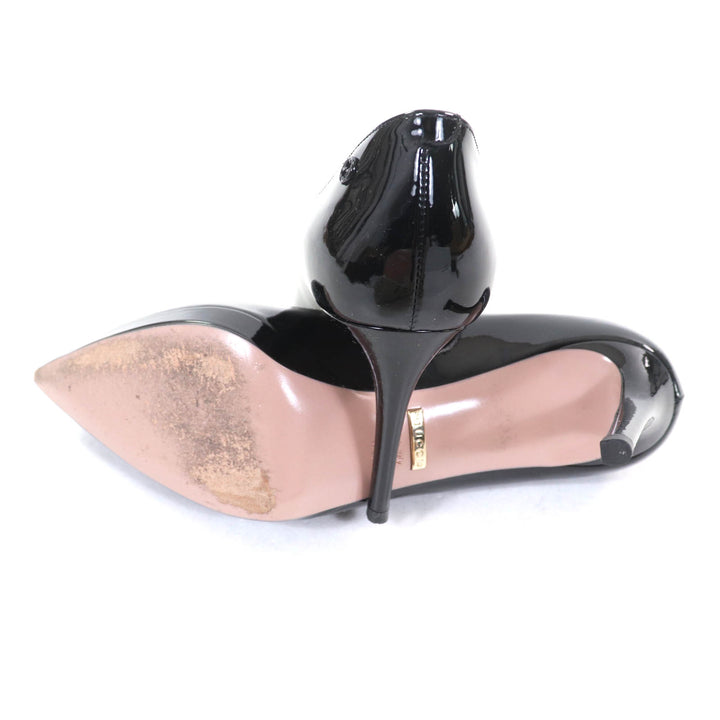 極美品★GUCCI グッチ 388314 インターロッキングG ポインテッドトゥ パテントレザー パンプス ブラック 36 箱付 イタリア製 レディース