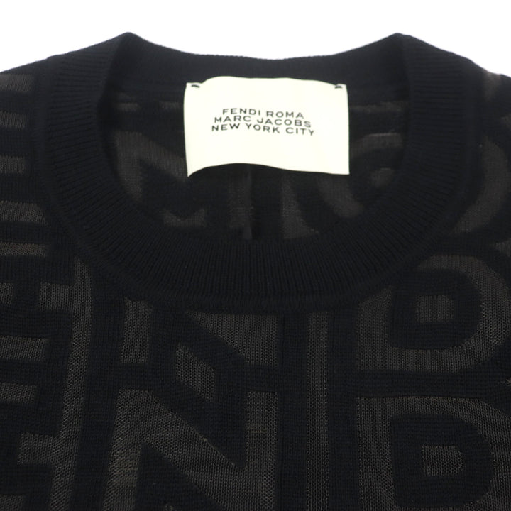 未使用品▼FENDI MARC JACOBS フェンディ マークジェイコブス 2022年製 FZX131 ロゴ総柄 クルーネック ニットセーター 50 正規品 メンズ