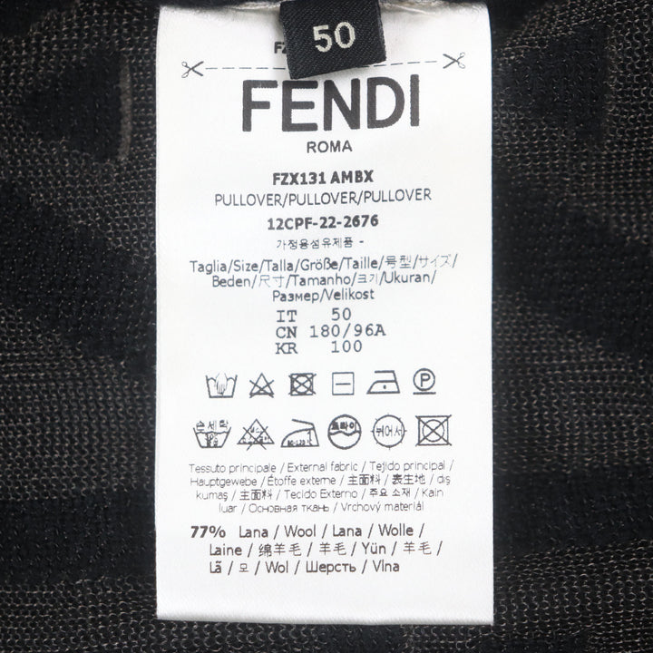 未使用品▼FENDI MARC JACOBS フェンディ マークジェイコブス 2022年製 FZX131 ロゴ総柄 クルーネック ニットセーター 50 正規品 メンズ