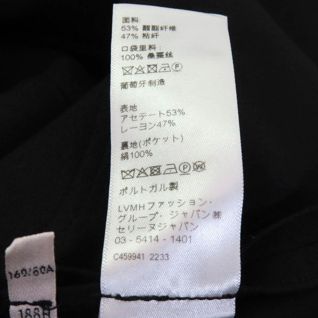極美品★CELINE セリーヌ 23SS 2R59G865C トリオンフボタン ベルト付 フレンチスリーブ ワンピース アーミードレス ブラック 36 正規品
