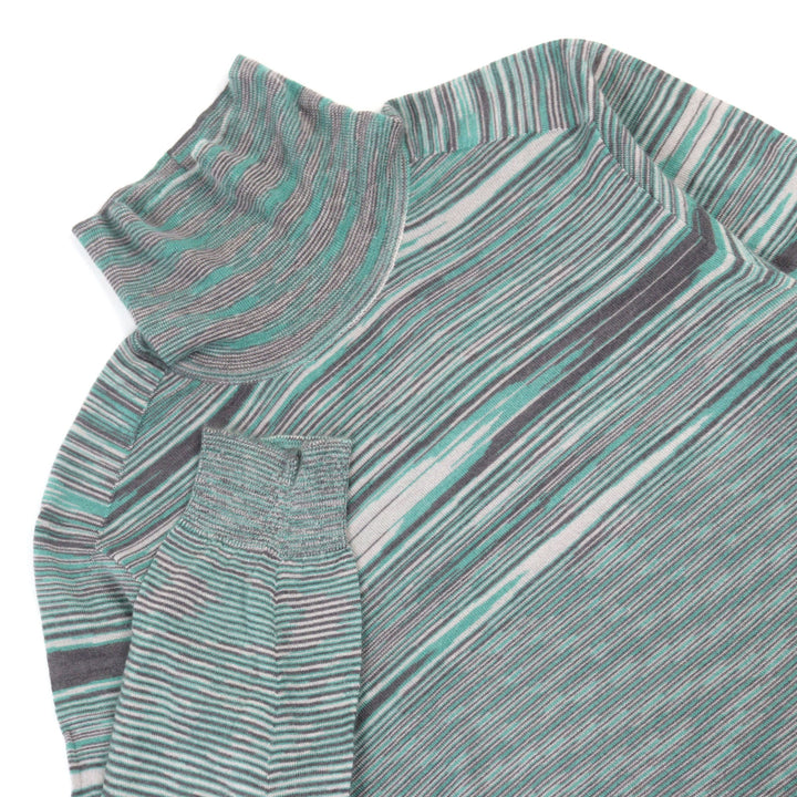 美品○Missoni ミッソーニ カシミヤ シルク ボーダー柄 タートルネック ニット グリーン系 50 イタリア製 正規品 メンズおすすめ