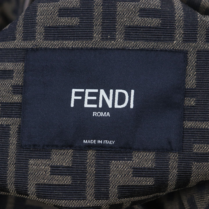 未使用品▼FENDI フェンディ 2023年製 FF0741 FFロゴ ズッカ柄 レザー使い リバーシブル トレンチコート ベージュ 50 伊製 正規品 メンズ