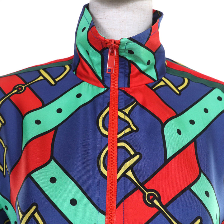 未使用品☆GUCCI グッチ 743005 ホースビット柄 シェリーライン GGマーモントバックル シルクジャケット マルチ XS 正規品 レディース