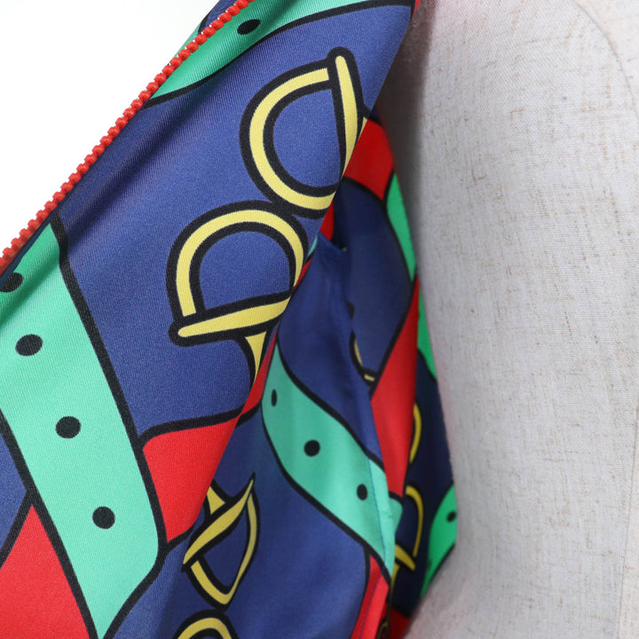 未使用品☆GUCCI グッチ 743005 ホースビット柄 シェリーライン GGマーモントバックル シルクジャケット マルチ XS 正規品 レディース