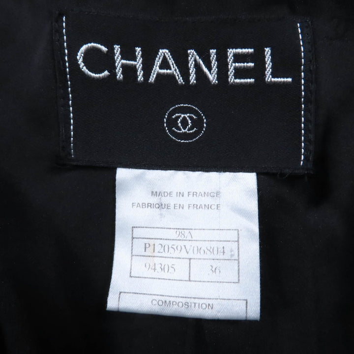 美品☆CHANEL シャネル ヴィンテージ 98A P12059V06804 ココマークボタン ギャザーデザイン コート ブラック 36 フランス製 レディース