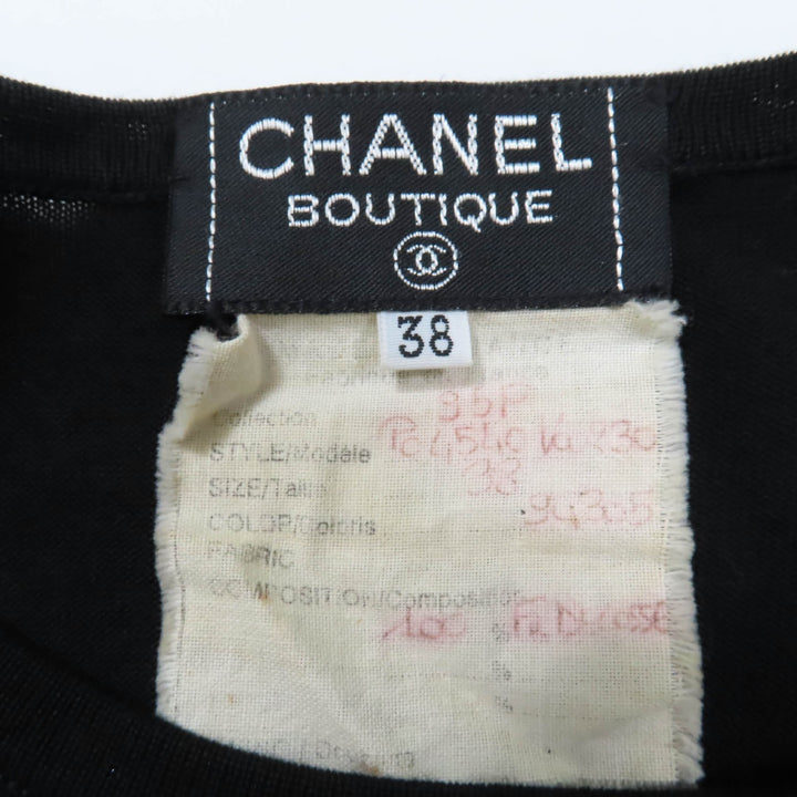 美品☆CHANEL シャネル ヴィンテージ 95P P04540 コットン100％ ココマーク 半袖 ニット トップス ブラック 38 フランス製 レディース