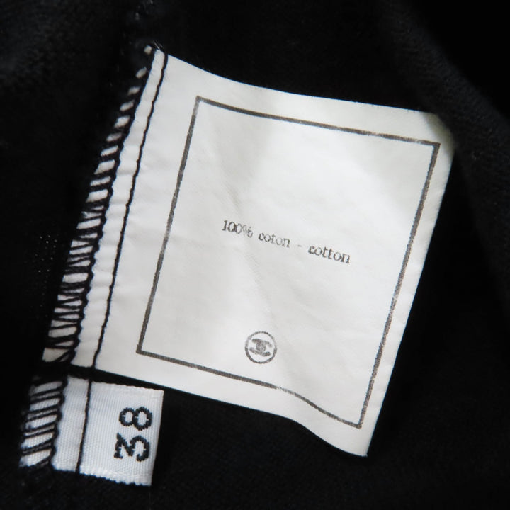 美品☆CHANEL シャネル ヴィンテージ 95P P04540 コットン100％ ココマーク 半袖 ニット トップス ブラック 38 フランス製 レディース