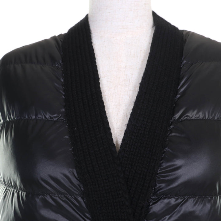 未使用品☆MONCLER モンクレール 23AW GILET TRICOT デカロゴワッペン ニット切替デザイン ダウンベスト ブラック XS 正規品 レディース