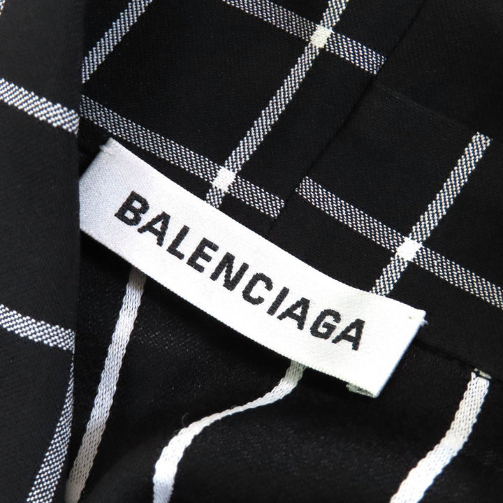 極美△BALENCIAGA バレンシアガ 556247 チェック アシンメトリー カットオフ オーバーサイズ ベスト ワンピース アンサンブル34 正規品