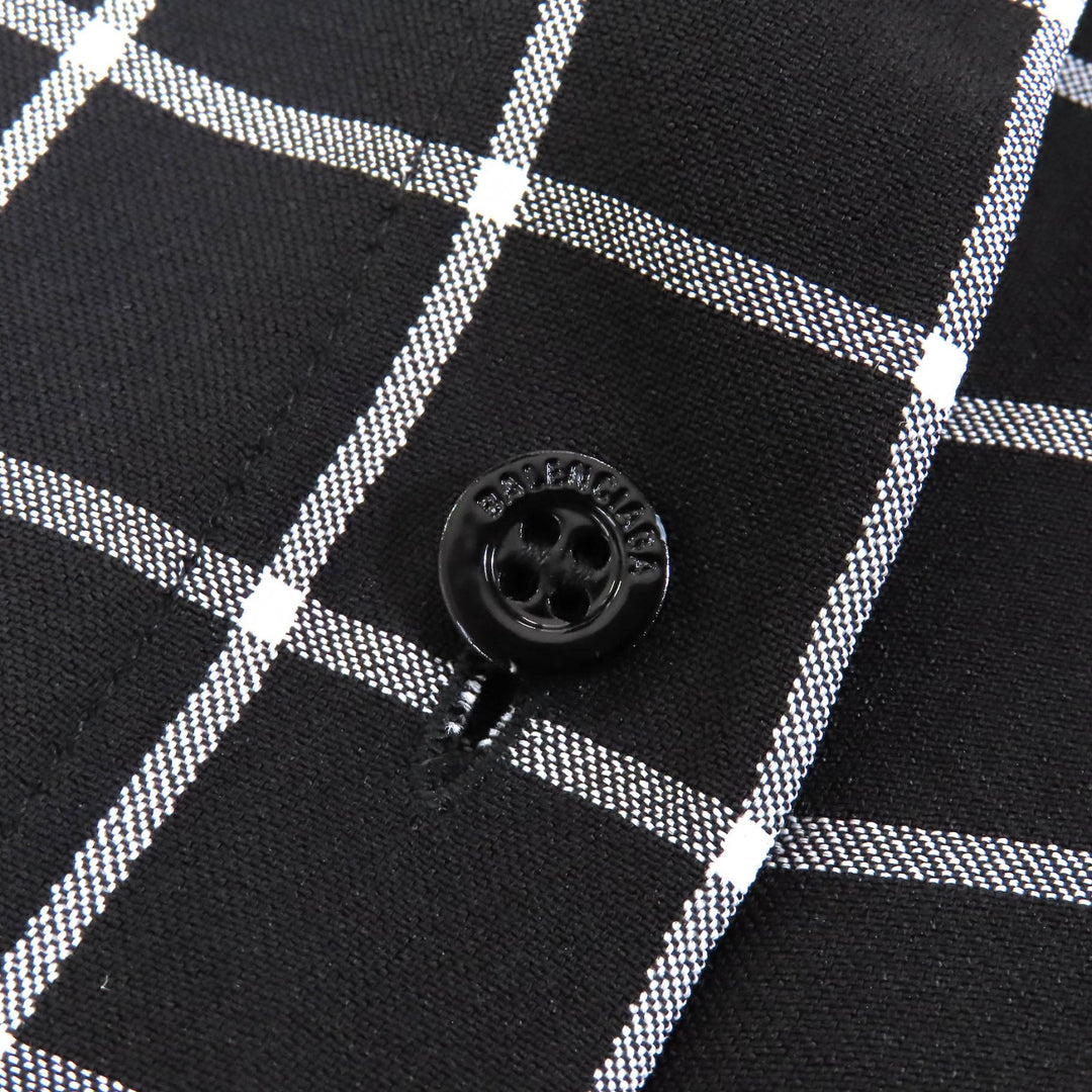 極美△BALENCIAGA バレンシアガ 556247 チェック アシンメトリー カットオフ オーバーサイズ ベスト ワンピース アンサンブル34 正規品