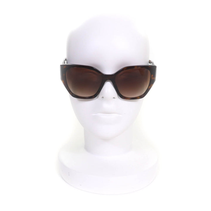 極美品★PRADA プラダ SPR19Z べっ甲柄 ロゴ入り サングラス アイウェア ブラウン 55□17 145 箱・ケース付き イタリア製 レディース