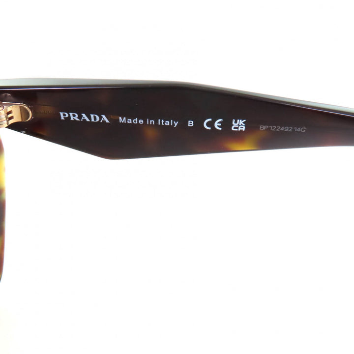 極美品★PRADA プラダ SPR19Z べっ甲柄 ロゴ入り サングラス アイウェア ブラウン 55□17 145 箱・ケース付き イタリア製 レディース