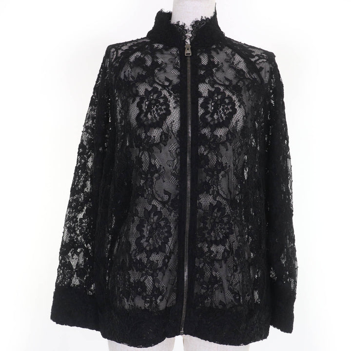 極美品☆ERMANNO SCERVINO エルマンノシェルヴィーノ ZIP UP レース ジャケット ブラック 42 イタリア製 国内正規品 レディース