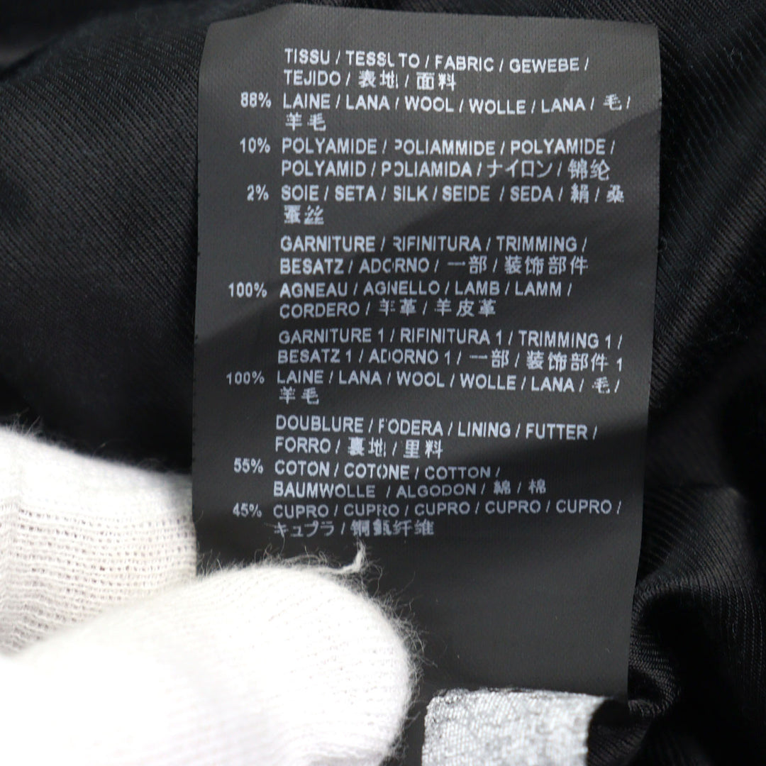 極美品○SAINT LAURENT PARIS サンローランパリ 354718 エディ期 レザー切替 スタジャン テディジャケット ネイビー系 44 メンズ