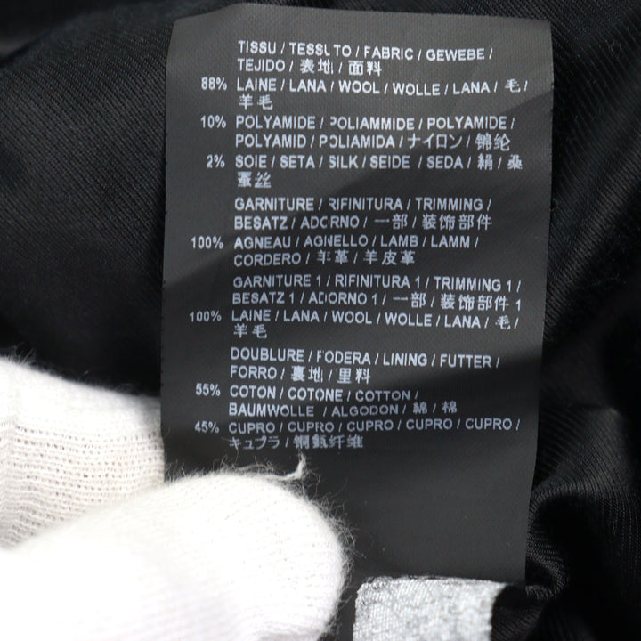 極美品○SAINT LAURENT PARIS サンローランパリ 354718 エディ期 レザー切替 スタジャン テディジャケット ネイビー系 44 メンズ