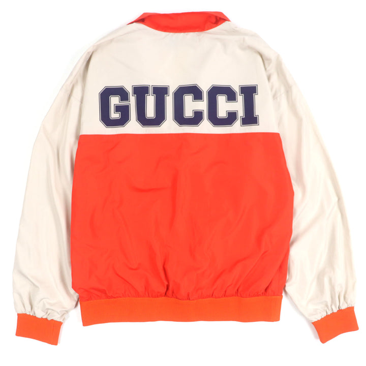 極美品▼GUCCI グッチ 693017 インターロッキングG バックプリント ZIPUP トラックジャケット ベージュ オレンジ S 伊製 正規品 メンズ