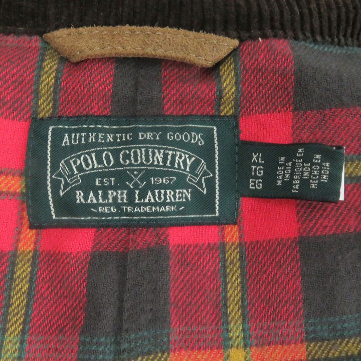 極美品□POLO COUNTRY ポロカントリー 710907630001 ヤギ革 USED加工 襟コーデュロイ カバーオール ハンティングジャケット XL 正規品