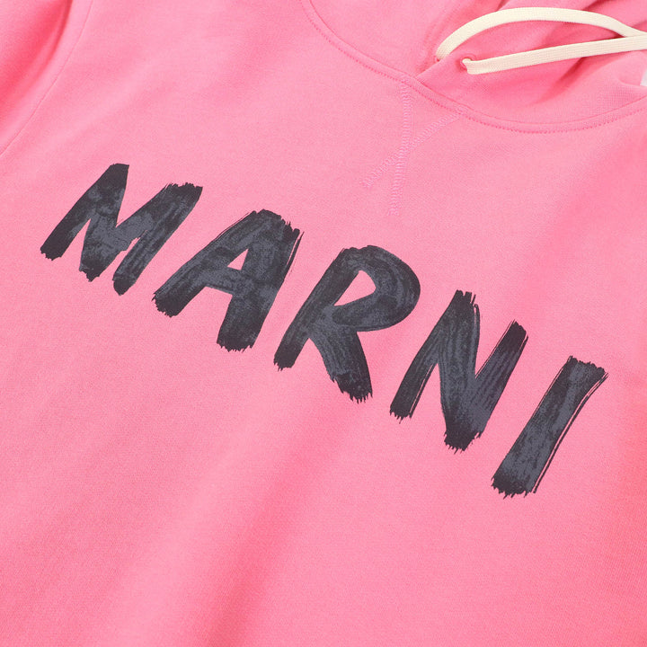 美品△MARNI マルニ 23SS FLJE0179P1 サイドスリット アシメントリー ペイントロゴ 　スウェットシャツ プルオーバーパーカー38 正規品