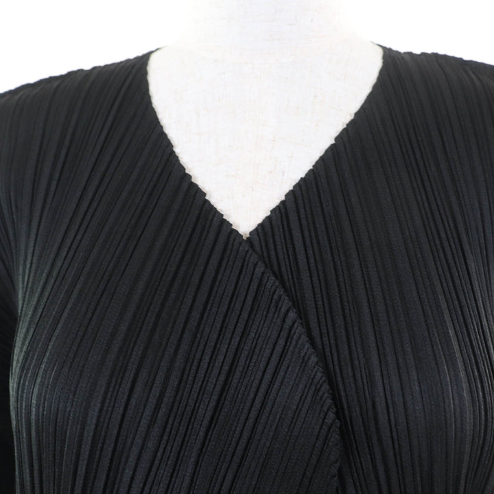 極美品☆PLEATS PLEASE プリーツプリーズ イッセイミヤケ PP55-JA102 長袖 ロングカーディガン ジャケット ブラック 2 正規品 レディース