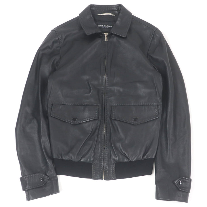 美品□DOLCE&amp;GABBANA ドルチェ＆ガッバーナ 黒タグ 裏地ペイズリー柄 ラムレザー ライダースジャケット ブラック 44 イタリア製 正規品