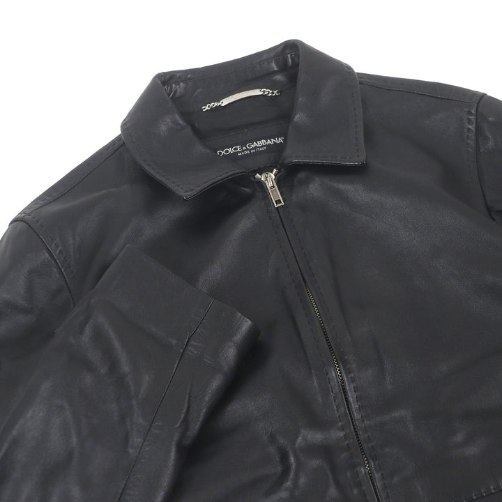 美品□DOLCE&amp;GABBANA ドルチェ＆ガッバーナ 黒タグ 裏地ペイズリー柄 ラムレザー ライダースジャケット ブラック 44 イタリア製 正規品