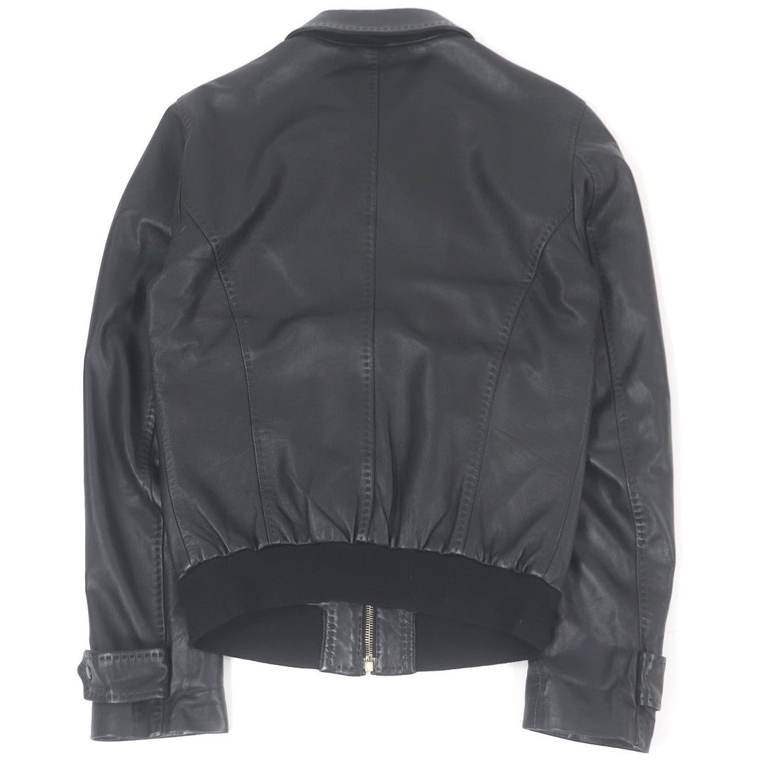 美品□DOLCE&amp;GABBANA ドルチェ＆ガッバーナ 黒タグ 裏地ペイズリー柄 ラムレザー ライダースジャケット ブラック 44 イタリア製 正規品