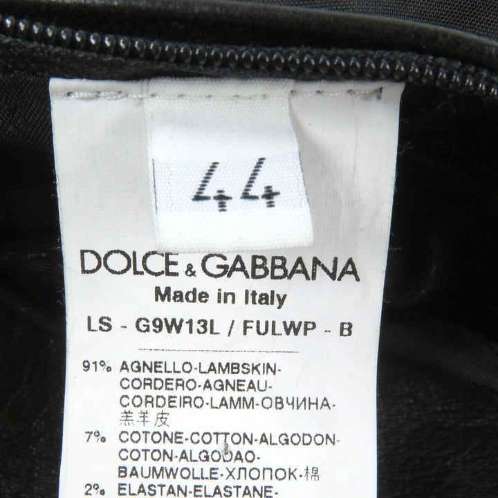 美品□DOLCE&amp;GABBANA ドルチェ＆ガッバーナ 黒タグ 裏地ペイズリー柄 ラムレザー ライダースジャケット ブラック 44 イタリア製 正規品