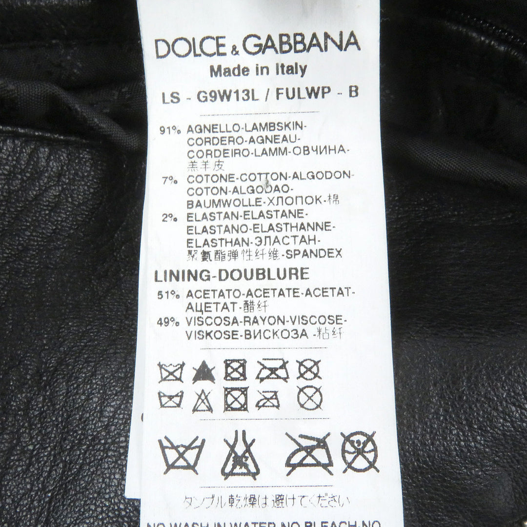 美品□DOLCE&amp;GABBANA ドルチェ＆ガッバーナ 黒タグ 裏地ペイズリー柄 ラムレザー ライダースジャケット ブラック 44 イタリア製 正規品