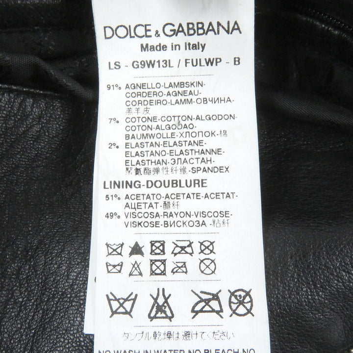 美品□DOLCE&amp;GABBANA ドルチェ＆ガッバーナ 黒タグ 裏地ペイズリー柄 ラムレザー ライダースジャケット ブラック 44 イタリア製 正規品