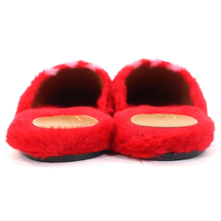 未使用品△GUCCI×adidas グッチ×アディダス 722442 ホースビット ストライプ ファー レザー ミュール レッド ピンク 35.5 保存袋付 伊製